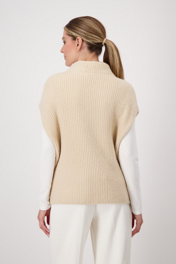 Monari Πλεκτή Καζάκα με Όρθιο Γιακά σε Light Beige φωτογραφία