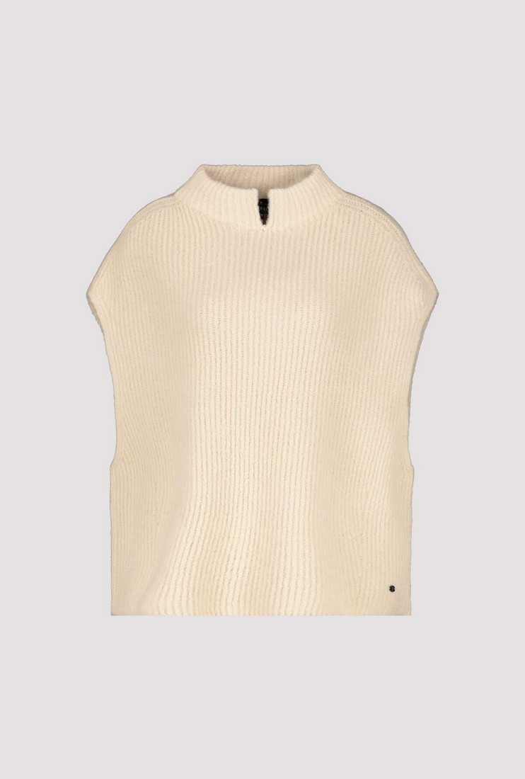 Monari Πλεκτή Καζάκα με Όρθιο Γιακά σε Light Beige φωτογραφία