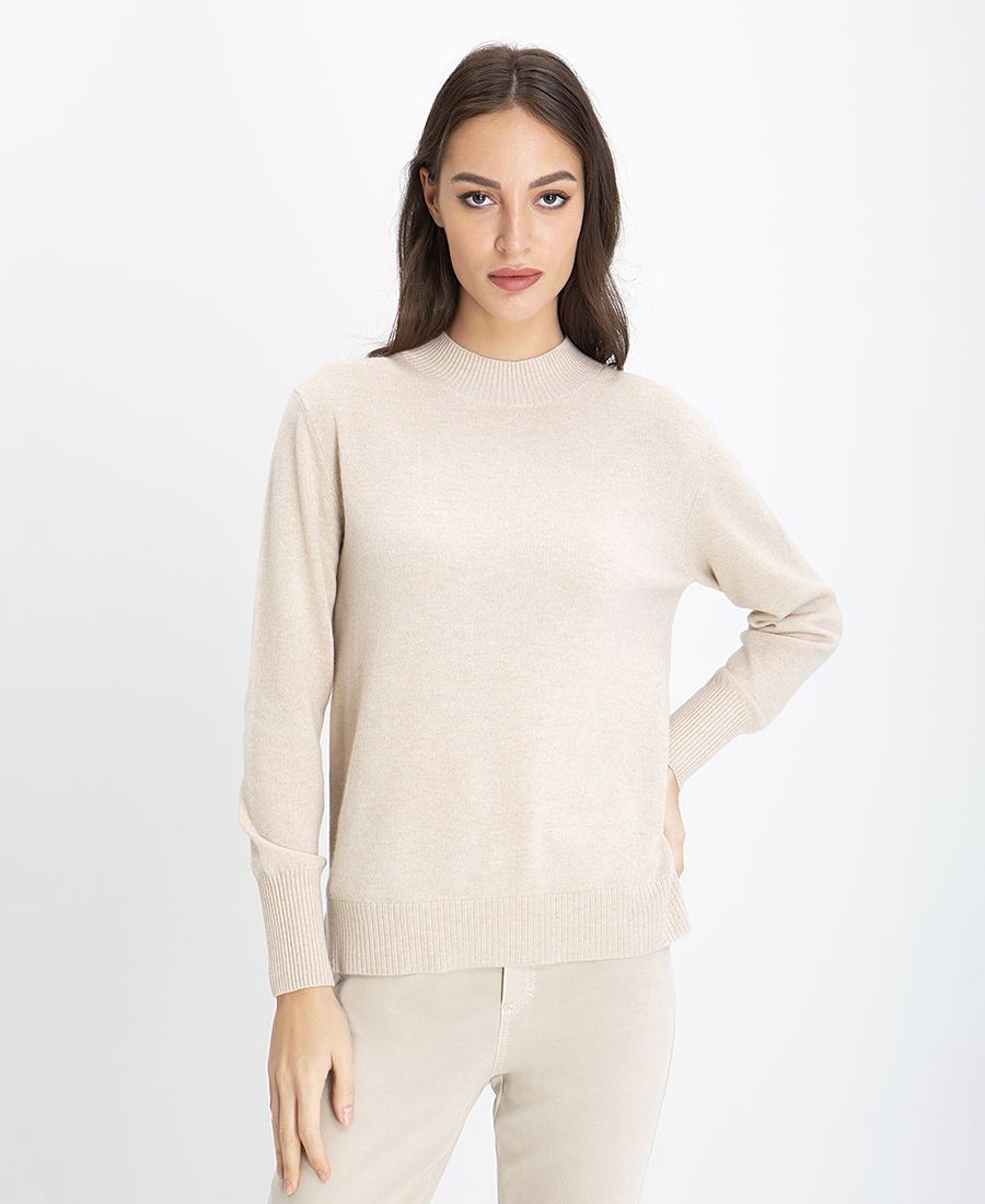 In Linea Firenze Πλεκτό Πουλόβερ Cashmere Blend σε Light Beige
