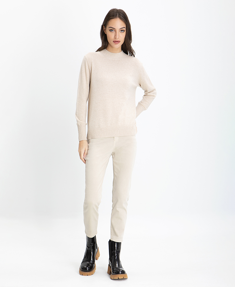 Πλεκτό Πουλόβερ Cashmere Blend σε Light Beige φωτογραφία