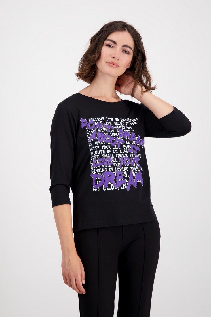 Monari Monari Μπλούζα Letter Print σε Μαύρο