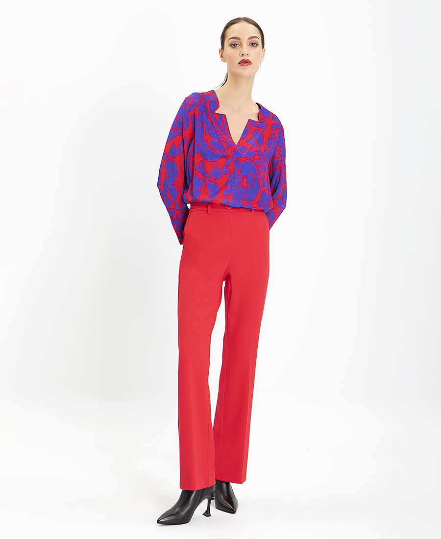 Floral Printed Μπλούζα σε Κόκκινο Εμπριμέ φωτογραφία