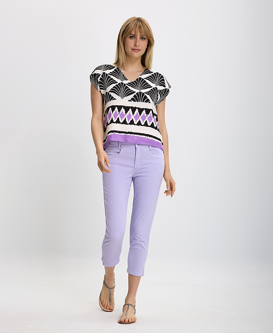 Κοντομάνικο Τοπ με Λαιμόκοψη σε σχήμα V φωτογραφία