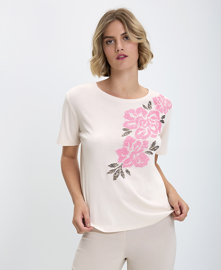 Monari Monari T-Shirt Floral σε Nude
