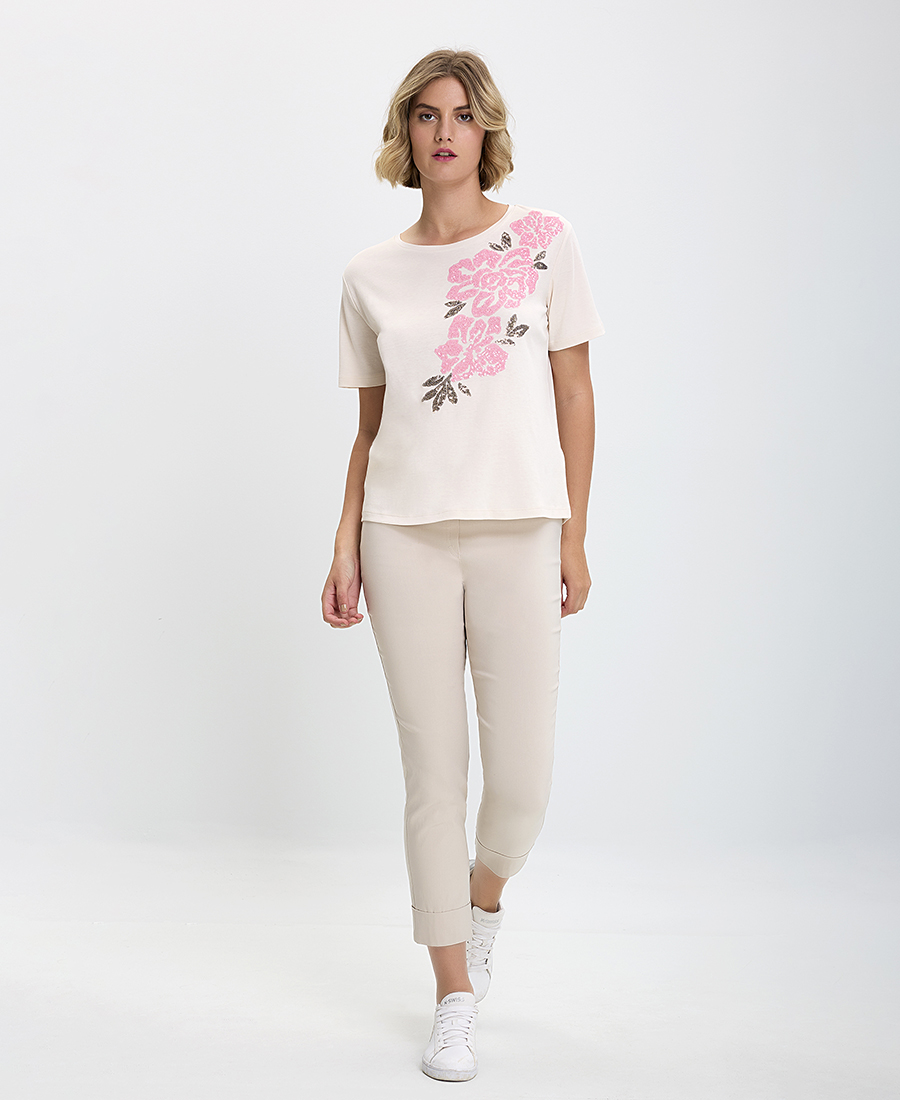 Monari T-Shirt Floral σε Nude φωτογραφία