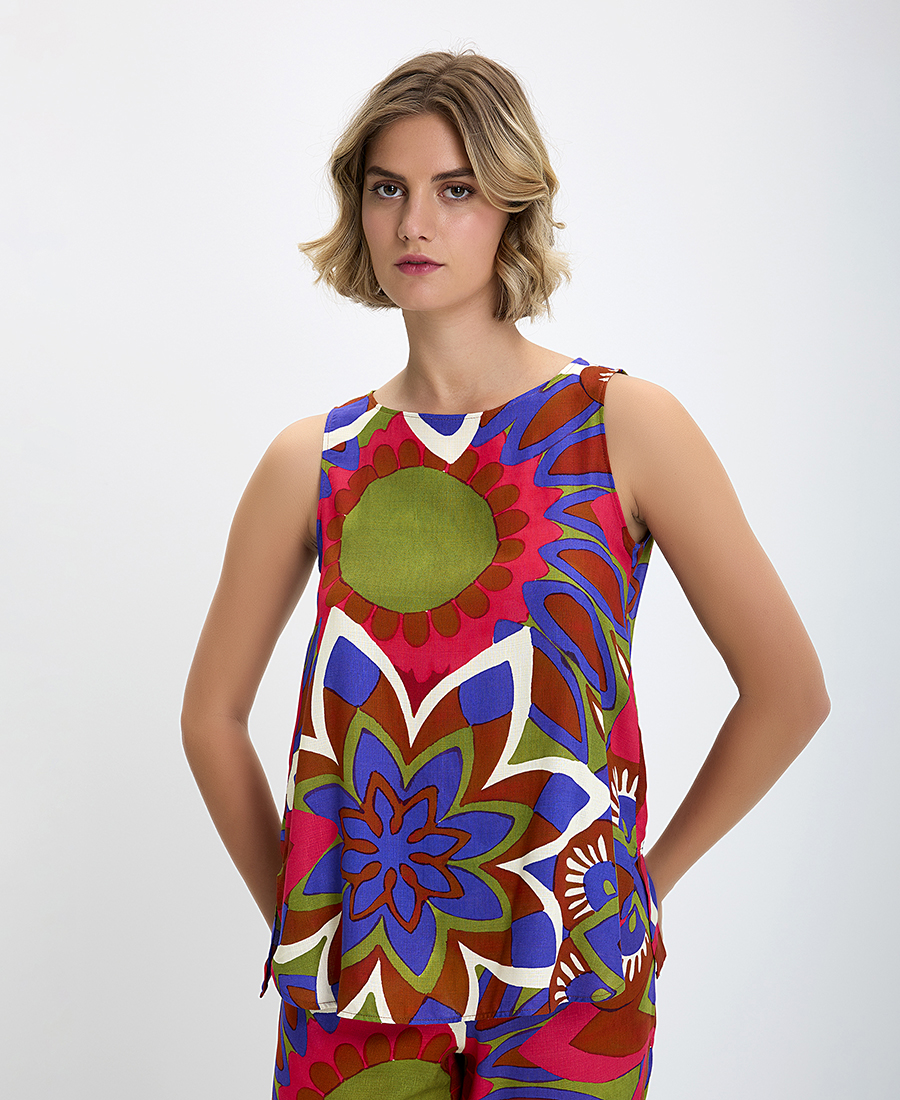 Diana D Τοπ Floral σε Εμπριμέ