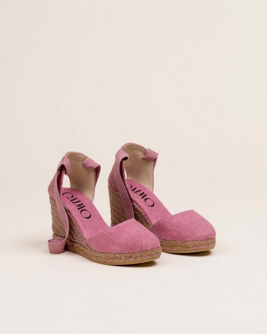 Wedge Espadrille in cotton με κορδέλες φωτογραφία