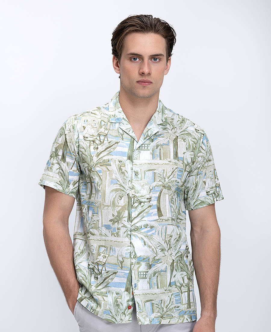 A Fish named Fred Ανδρικό Πουκάμισο Με Τροπικό Print Modern Fit