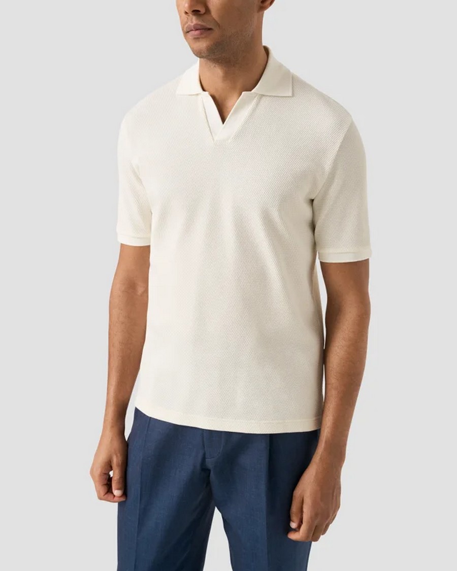 Eton Ανδρική Μπλούζα Polo Βαμβακερή Με Jacquard Υφή Και Ανοιχτό Γιακά Regular Fit