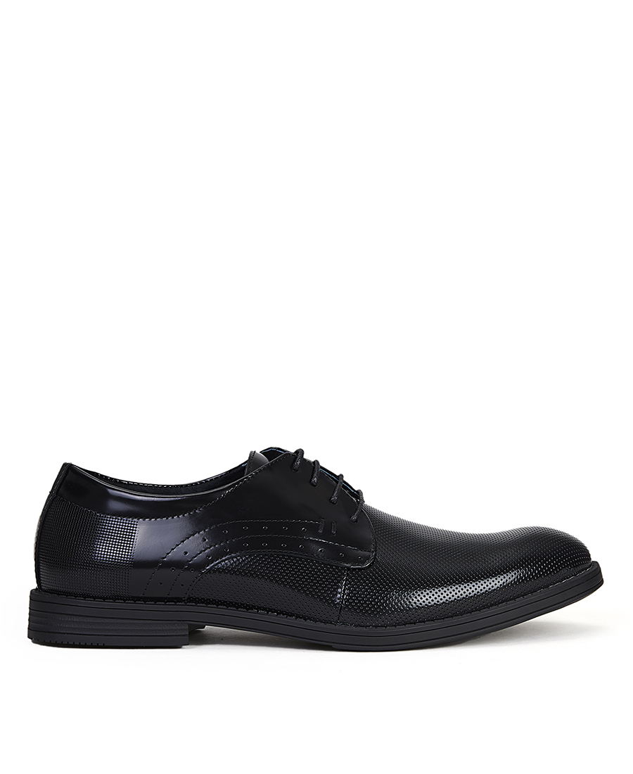 Greenstep Ανδρικά Δερμάτινα Παπούτσια Oxford με Διακριτικό Ανάγλυφο Σχέδιο σε Μαύρο