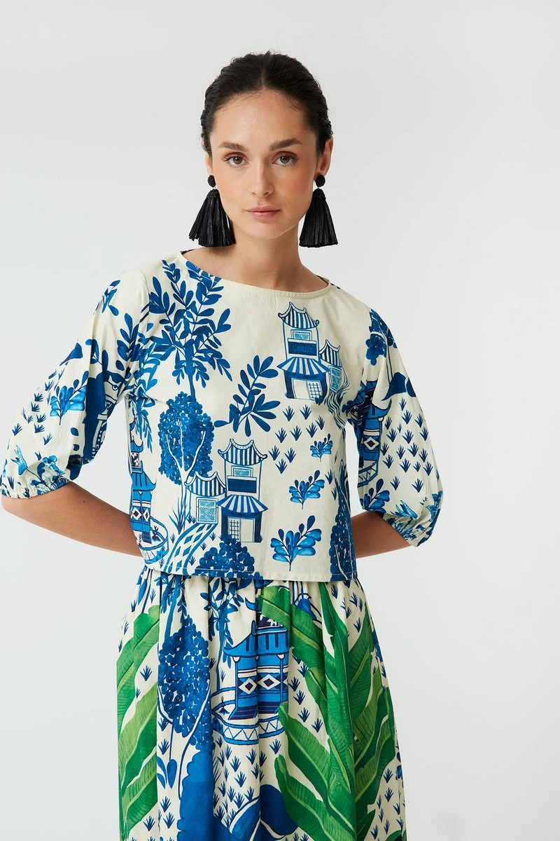 Γυναικείο Ντε-Πιες Βαμβακερό με Στάμπα Regular Fit σε Εμπριμέ φωτογραφία