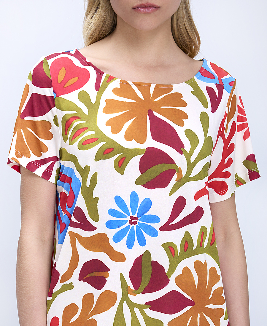 Diana D Diana D Γυναικείο Mini Φόρεμα Regular Fit Με Floral Σχέδιο Και Κοντό Μανίκι - 4