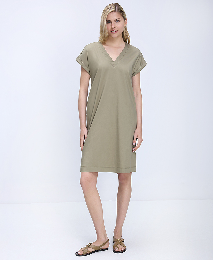 Diana D Γυναικείο Mini Φόρεμα Regular Fit Με V Λαιμόκοψη Και Κοντό Μανίκι