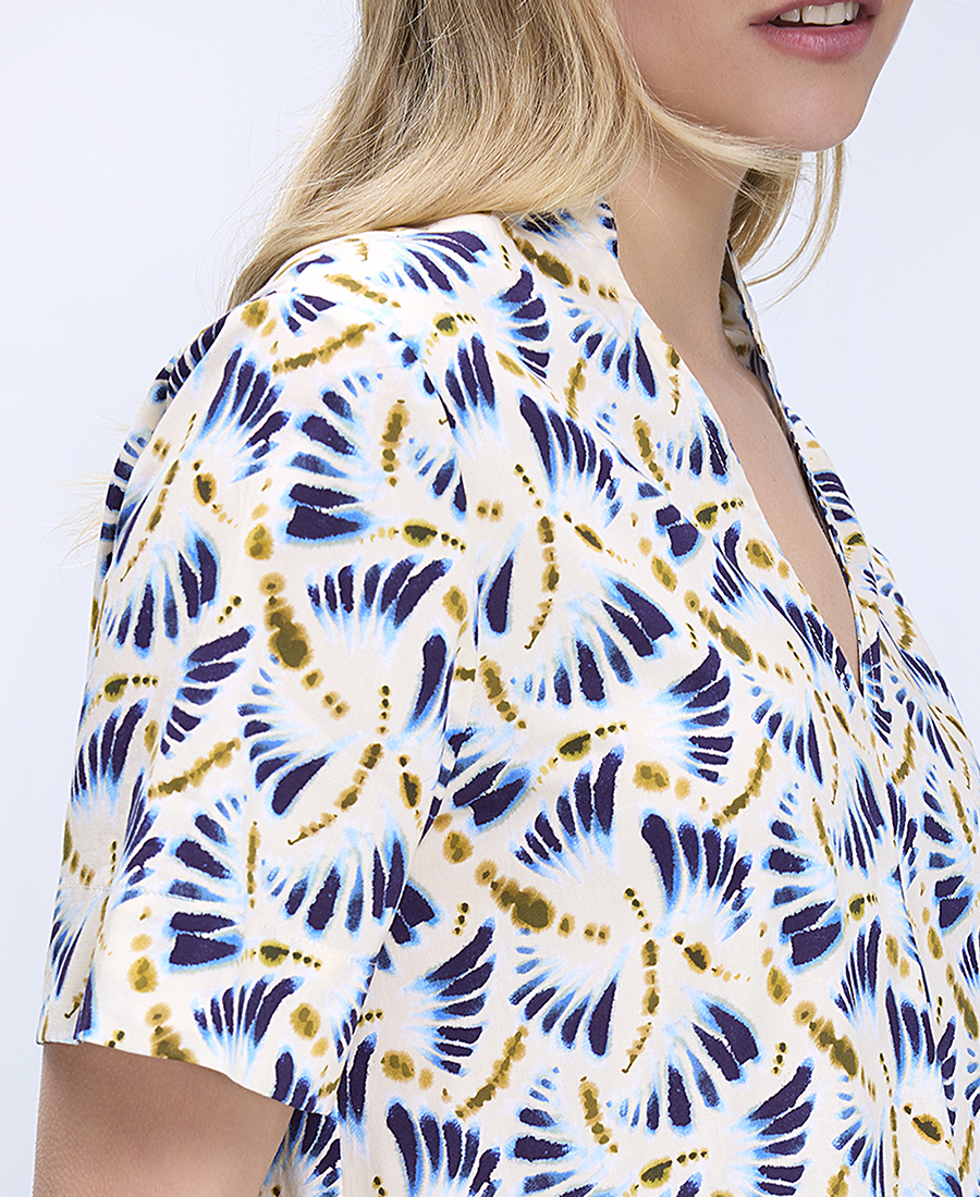Elena Miro Γυναικείο Mini Φόρεμα Regular Fit Με V Λαιμόκοψη Και All Over Print φωτογραφία