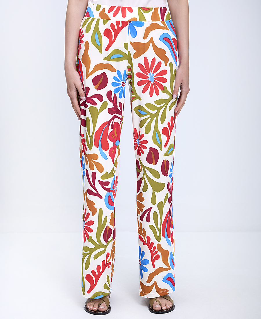 Diana D Γυναικείο Παντελόνι Regular Fit Με Floral Σχέδιο Και Ίσια Γραμμή φωτογραφία