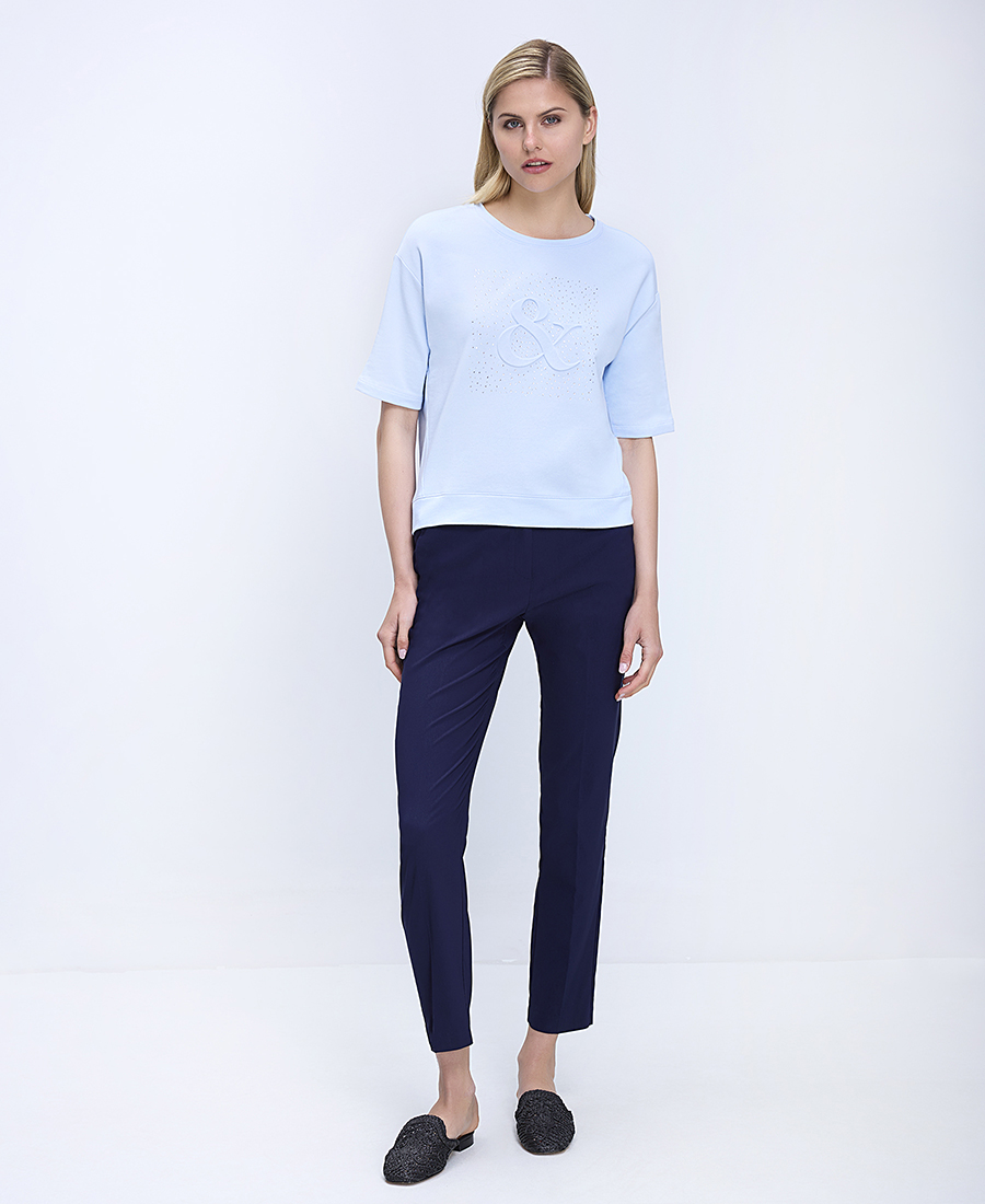 Laura Donini Γυναικείο Παντελόνι Regular Fit Με Ίσια Γραμμή Και Cropped Μήκος