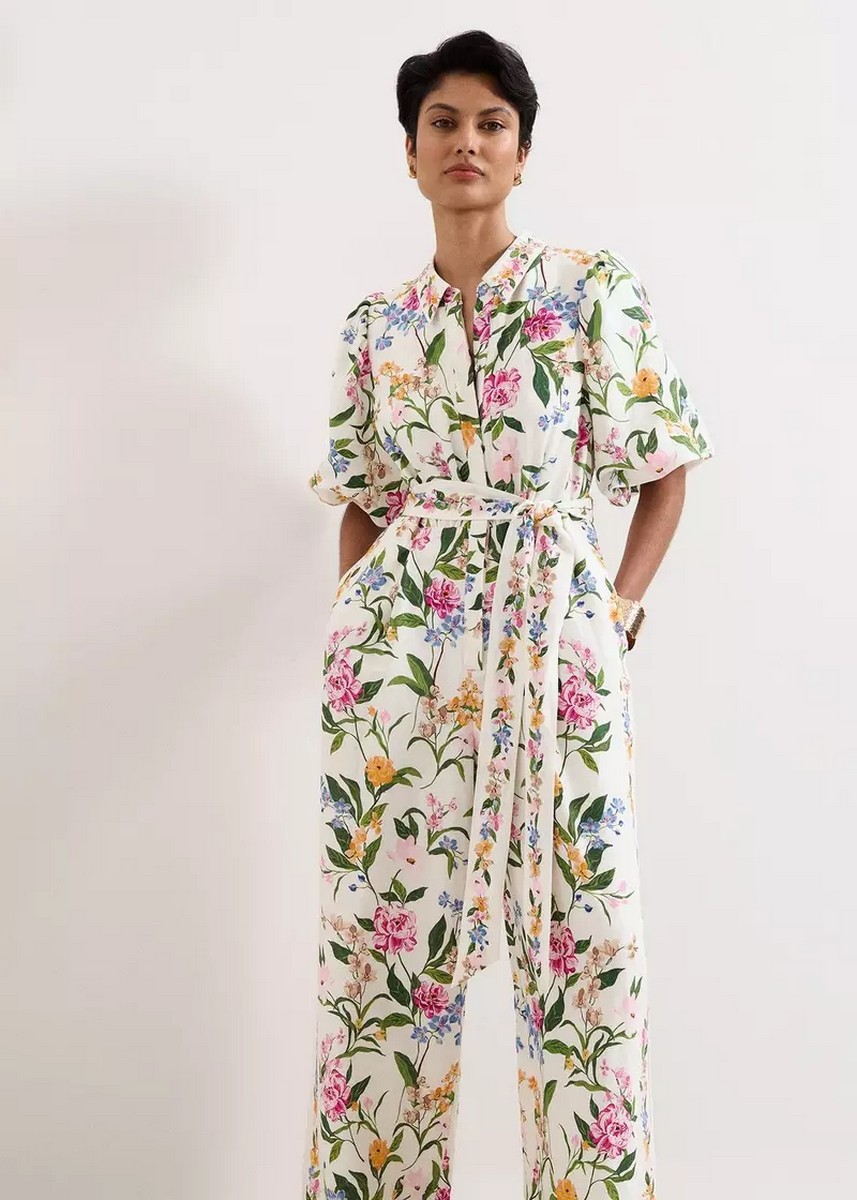 Phase Eight Γυναικεία Ολόσωμη Φόρμα Regular Fit Με Floral Print Και Wide Leg Γραμμή φωτογραφία