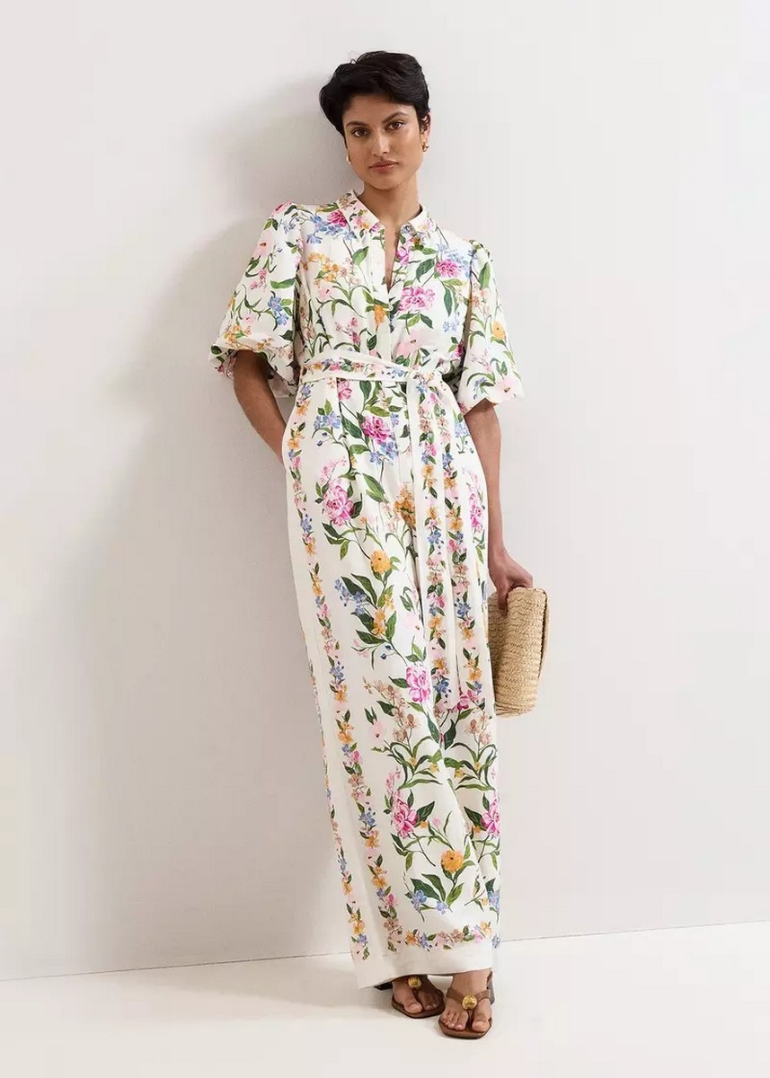 Phase Eight Γυναικεία Ολόσωμη Φόρμα Regular Fit Με Floral Print Και Wide Leg Γραμμή φωτογραφία