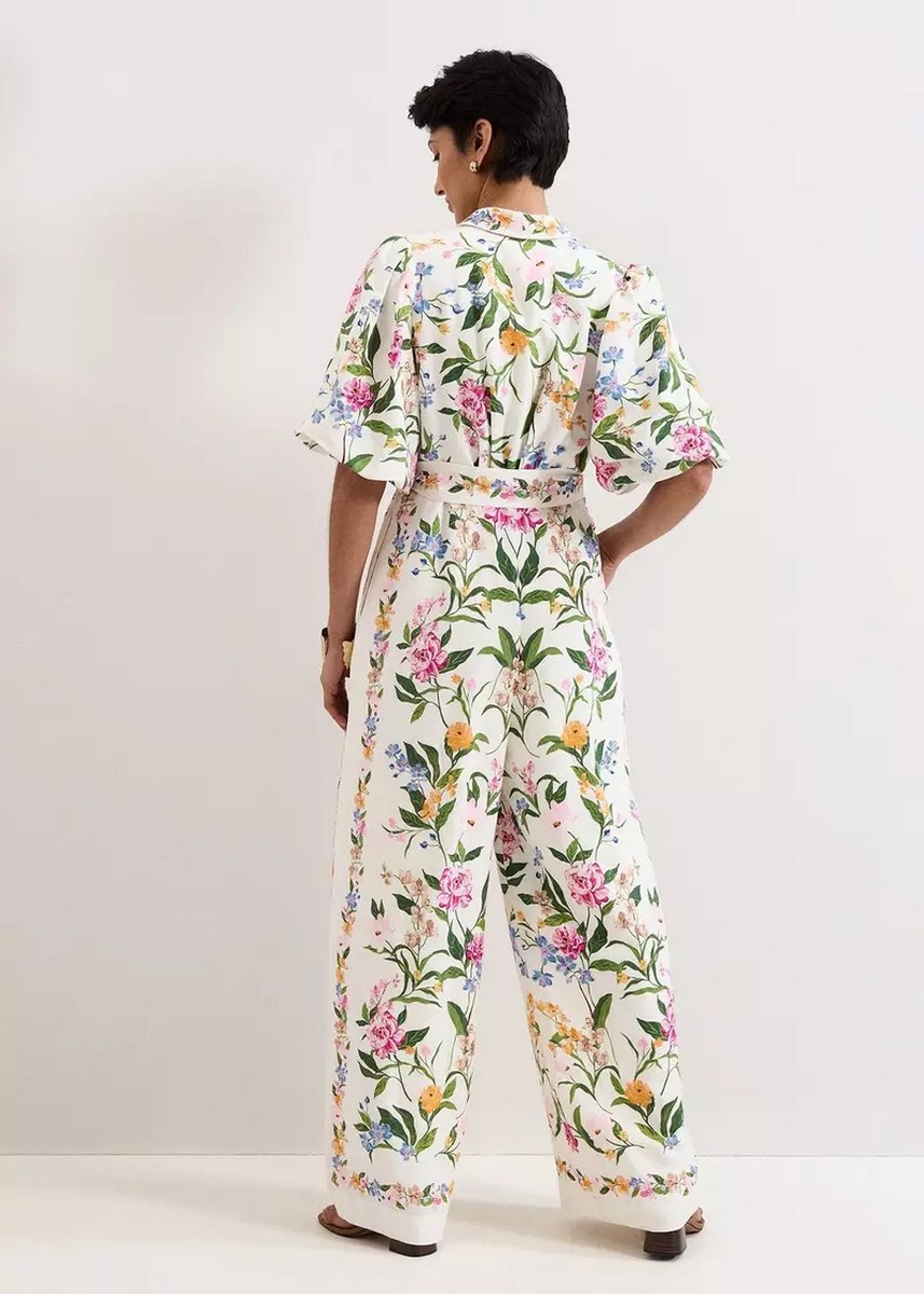 Phase Eight Γυναικεία Ολόσωμη Φόρμα Regular Fit Με Floral Print Και Wide Leg Γραμμή φωτογραφία