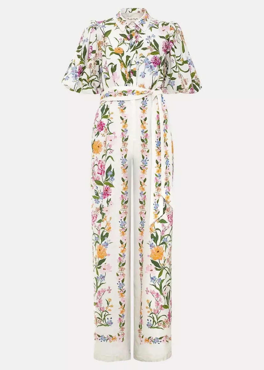 Phase Eight Phase Eight Γυναικεία Ολόσωμη Φόρμα Regular Fit Με Floral Print Και Wide Leg Γραμμή