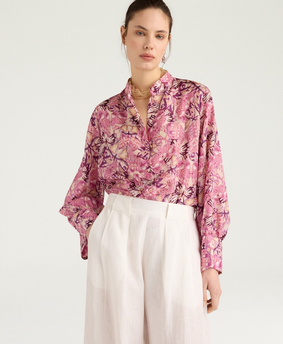 Momoni Momoni Γυναικείο Πουκάμισο Franklin Με Floral Butterfly Μοτίβο