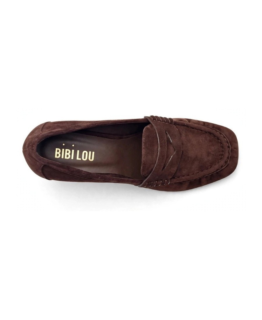 Bibilou Bibi Lou Γυναικεία Καφέ Σουέτ Loafer Pumps Με Τακούνι Για Business & Formal Εμφανίσεις - 4
