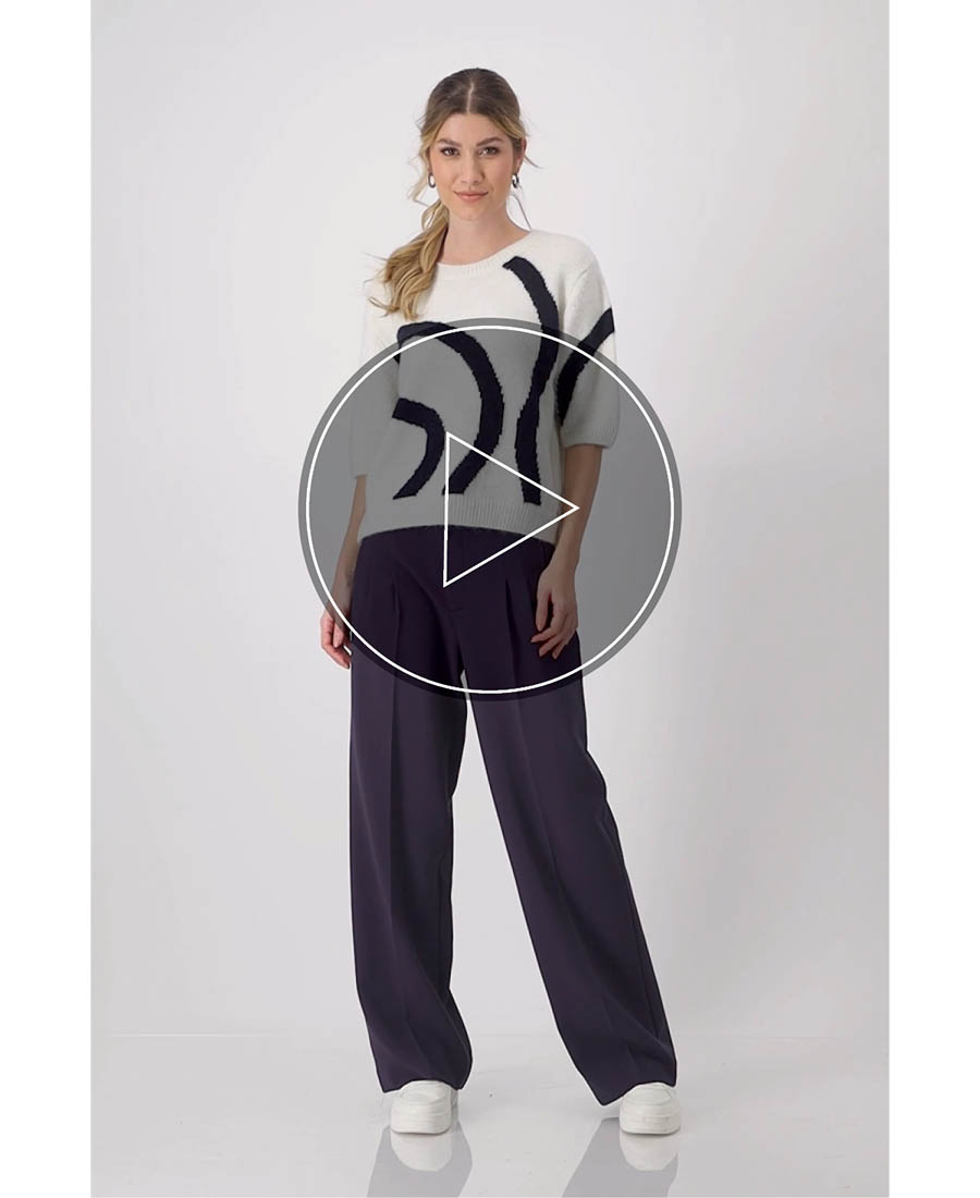 Monari Γυναικείο Πλεκτό Πουλόβερ με σχέδιο σε Εκρού φωτογραφία